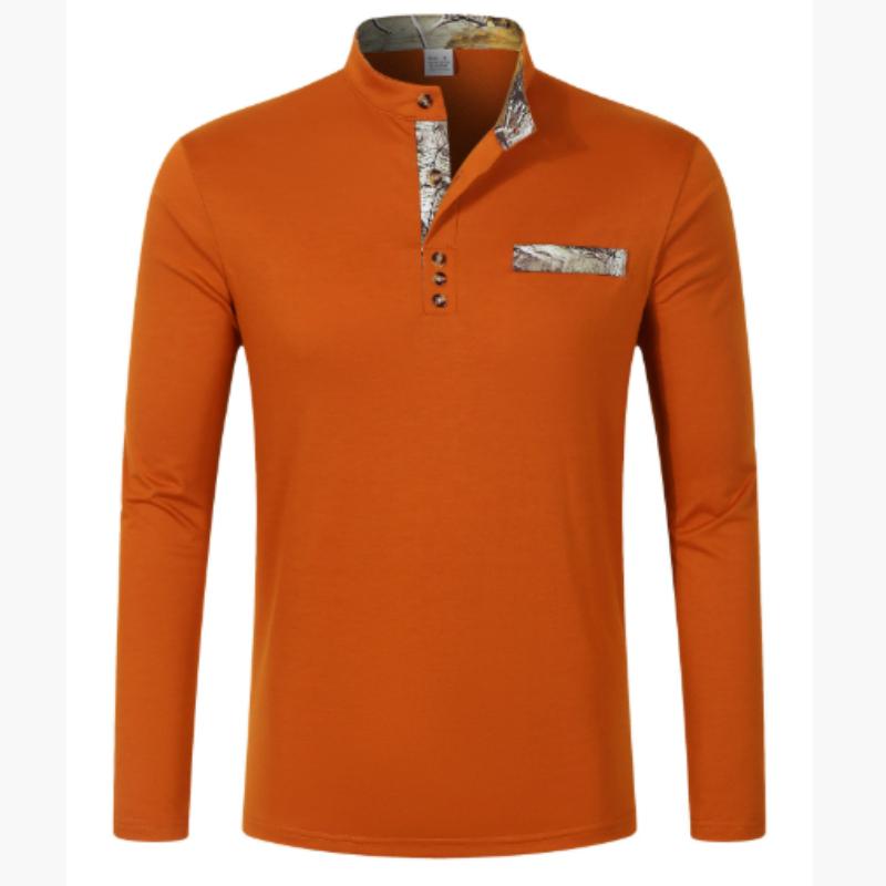 

Мужская весенне-осенняя мужская рубашка со стойкой воротником, повседневная спортивная рубашка-хенли с длинным рукавом S оранжевый