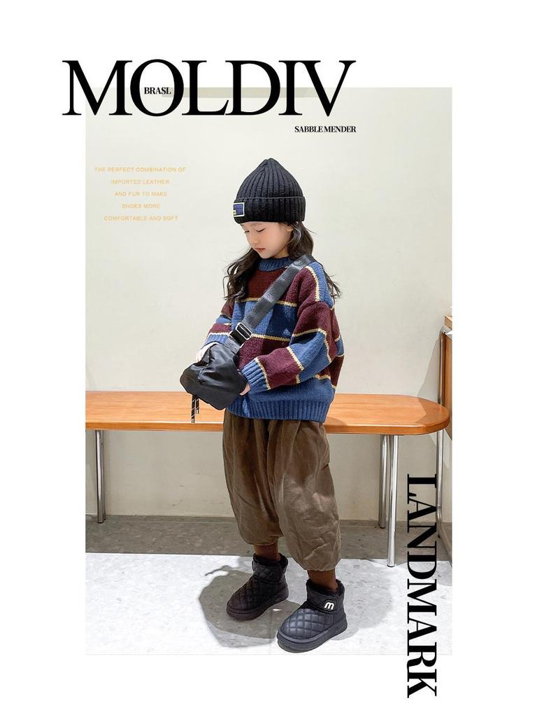2025 Winter Kids' Mid-Calf Snow Boots: Thick Warm Velvet, Short Style for Girls and Boys