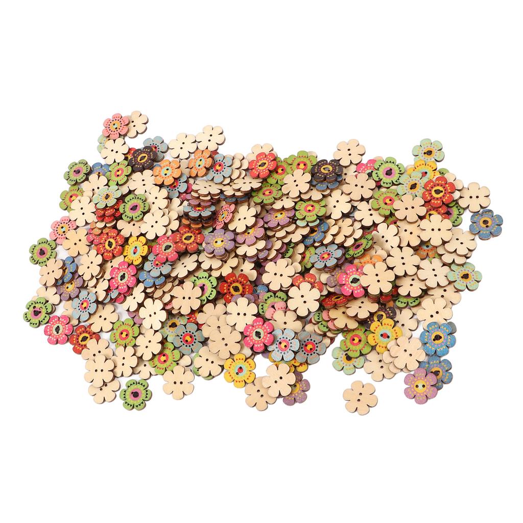 Flower Buttons Retro Rich   Vivid Colors   Wood Wide Application Craft Buttons for Clothing Bag