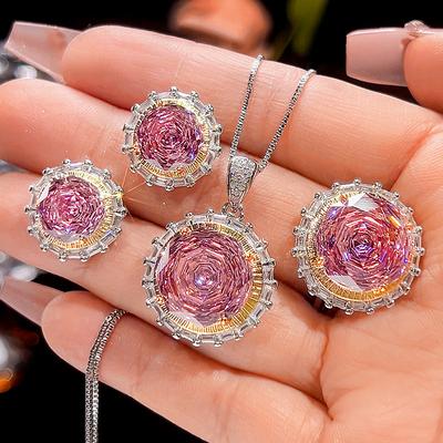 Jewelry Copper Bottom Gold Plated Simulation Millennium Dry Rose Round Set Main Stone 14-10M