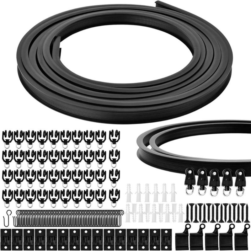 Multipurpose Bendable Ceiling Curtain Track Rails Kits 3/4/5Meter with Smooth Hook and Rollers Set for Home Decors
