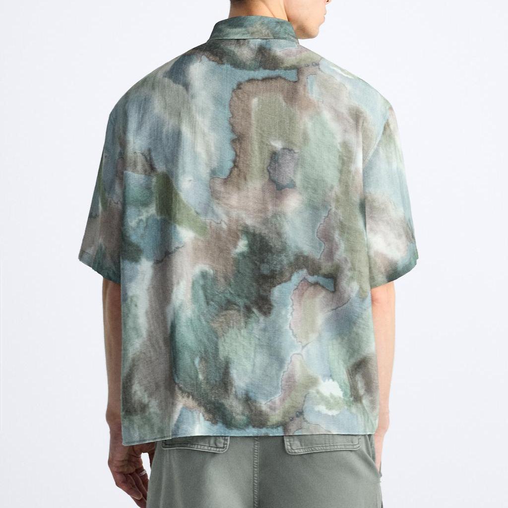 Zara Loose American Style Printed Casual Short Sleeve Shirt Men shirts Multicolor 2548302-330