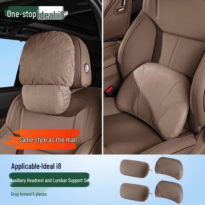 Ideal i6i8 Car Neck & Lumbar Support Pillow Set for Headrest and Interior Decoration