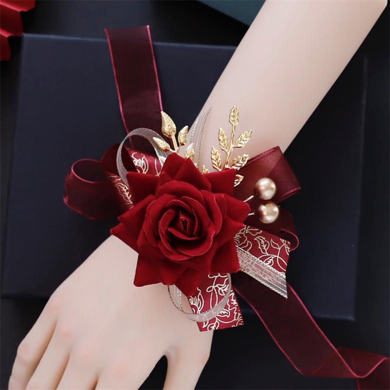 Premium Chinese Style Wedding Corsage Set: Elegant Artificial Flowers for Bride, Groom, and Family