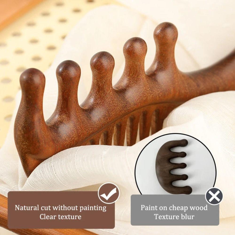 Wide Thick Scalp Massage Comb 2 in 1 Natural Sandalwood Hairbrush  Hairdressing Tool