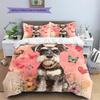 Pink Schnauzer Pattern Bedding Home Decoration Birthday Gift (1 * Duvet Cover + 2 * Pillowcase, Without Core)