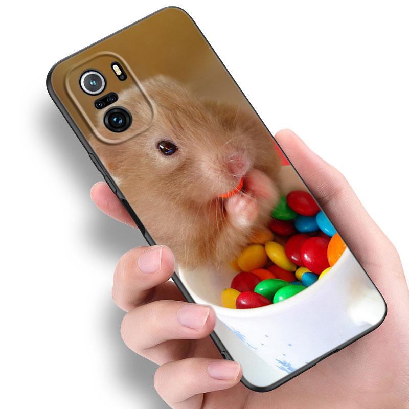 Χαριτωμένη όμορφη μαύρη θήκη σιλικόνης για κατοικίδιο χάμστερ για Xiaomi POCO X3 X4 NFC F5 M3 M4 M6 X5 X6 Pro F3 F4 GT 5G C55 C65 M5