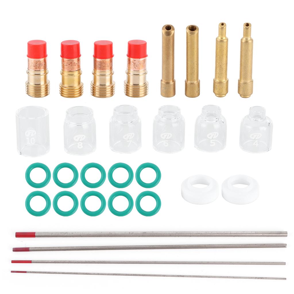 30-delat set TIG-svetsning Glasmunstycke Kit Värmebeständigt 4# 5# 6# 7# 8# 10# Tillbehör för WP‑171826-serien