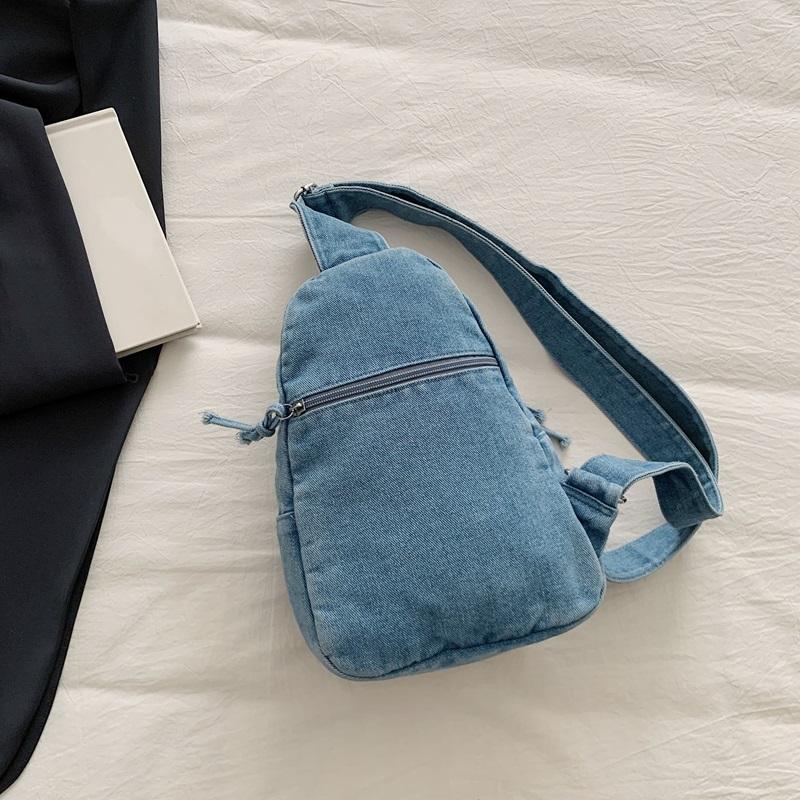 Denim Shoulder Bag Women's Large Capacity Crossbody Bag Commuter Chest Bag
