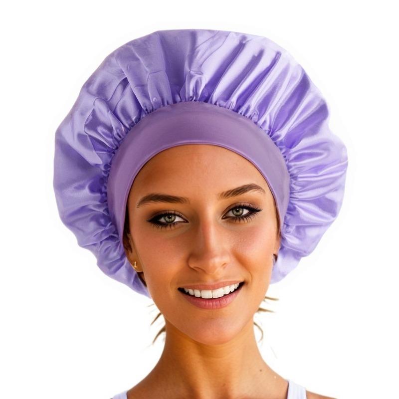 

Adjust Solid Satin Bonnet Hair Styleing Cap Long Hair Care Womens Night Sleep Hat Silk Head Trap Shower Cap Hair Styler Tool
