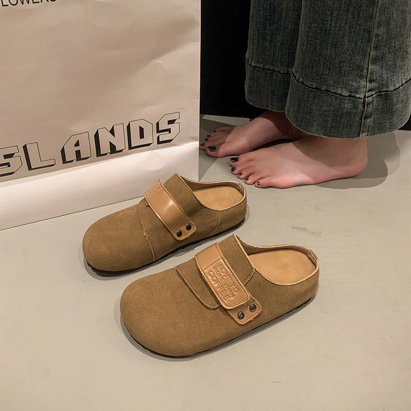 

Баотоу полутапочки женские новые весенние на одной педали пробковая толстая подошва универсальные повседневные уличные тапочки 40 верблюд