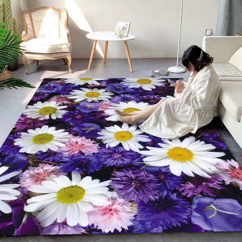 Red Rose Bedroom Carpet Blanket Living Room Coffee Table Floor Mat Washable Custom Mat Door Mat Full of Bay Window Balcony Mat