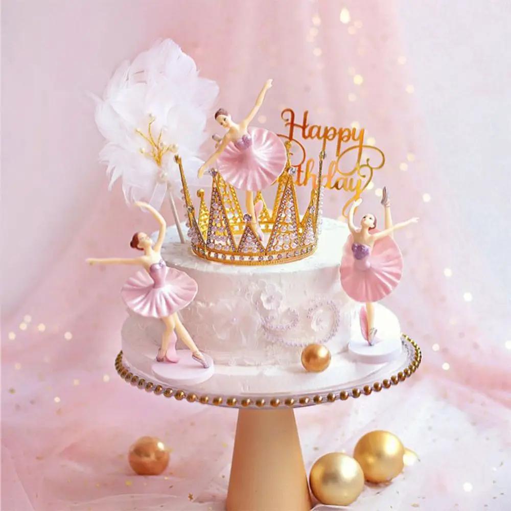 3Pcs  Shower Cake Decor Wedding Ballet Girls Cake Topper Cupcake Topper Girl