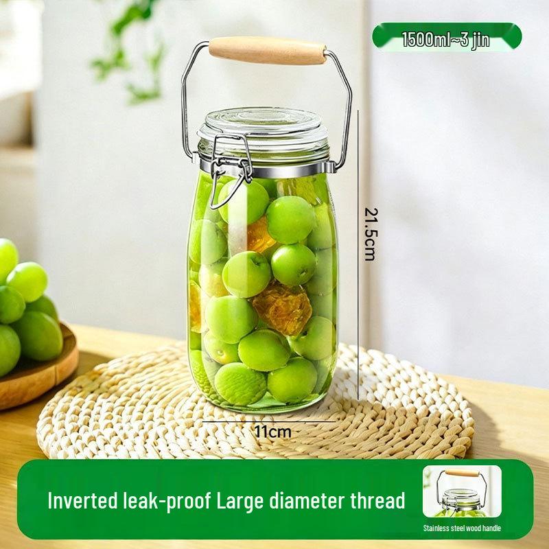 Transparent Glass Sealable Food Storage Jar & Pickling Crock