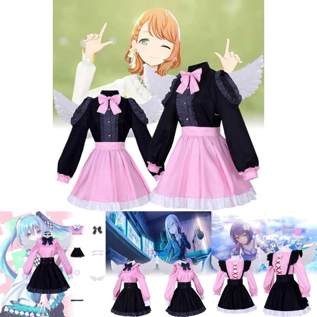 Adorable 2023 Spring Anime Costume Set Featuring Hatsune Miku Hanari Saki And Kirigaya Haruka With White Wings