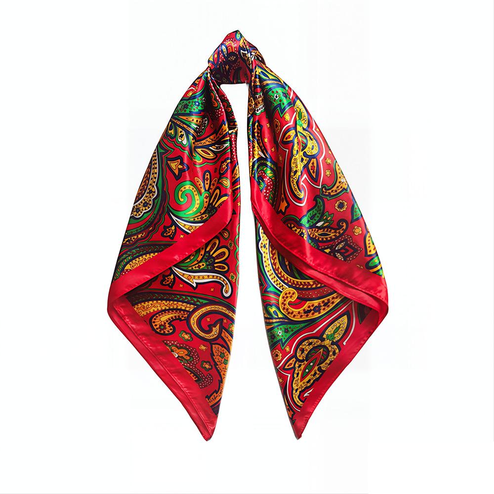 90cm Trendy Paisley Silk-Style Headscarf for Women - European American Design