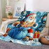 Christmas Santa Squirrel Gift Print Flannel Throw Blanket, Soft Warm Cozy Bed Sofa Cover for Home Decor