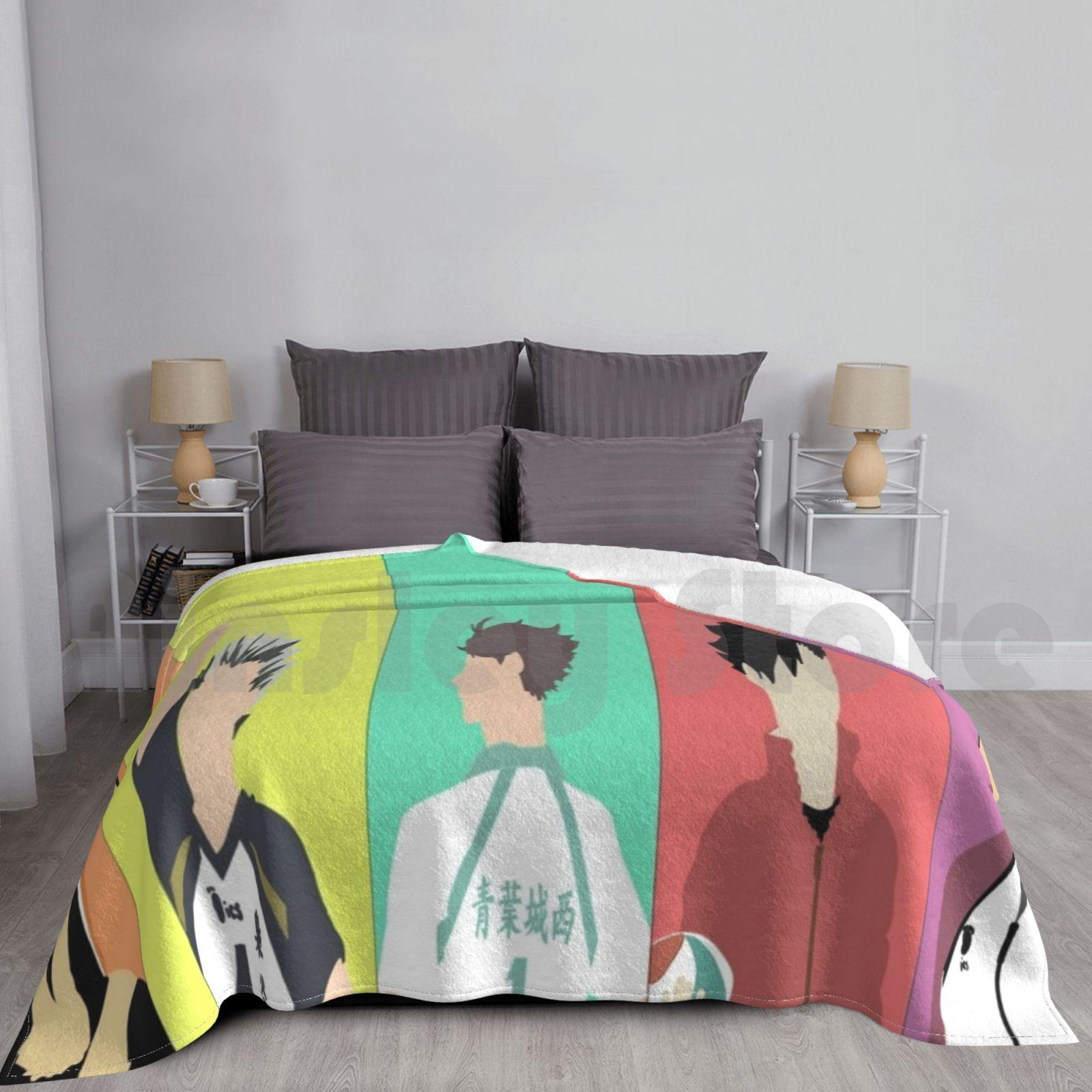 Captains Blanket For Sofa Bed Travel Katienacho Daichi Bokuto Oikawa Kuroo Ushijima Volleyball Size: 75*100cm, Weight: 230 GSM