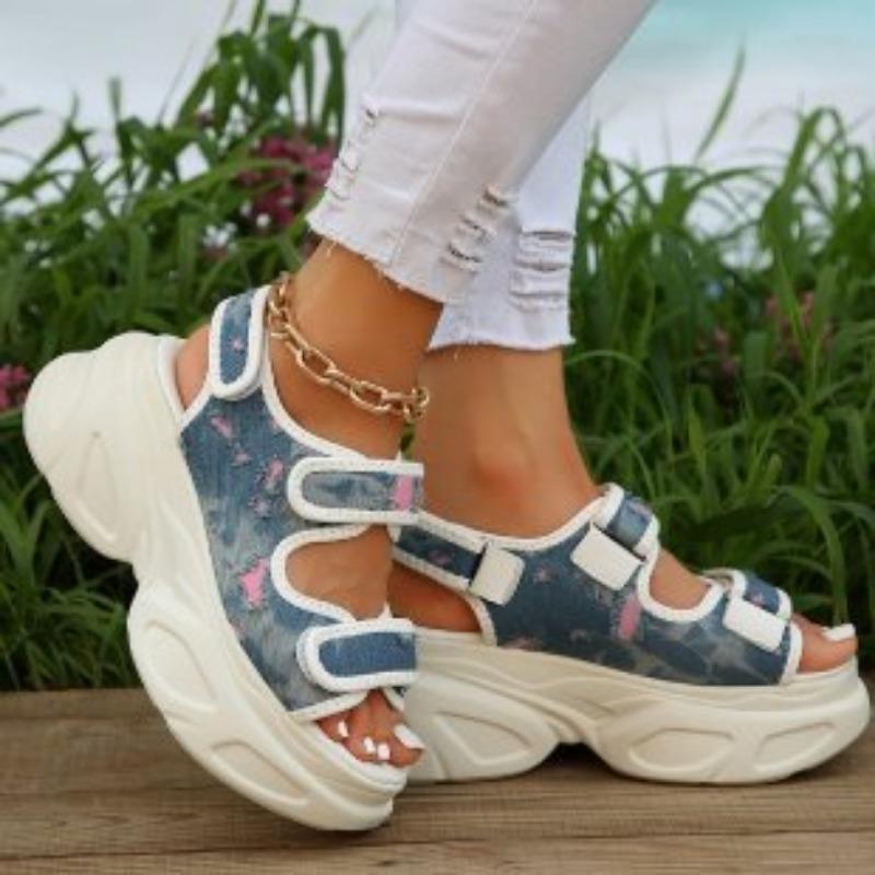 New Ladies Muffin Velcro Platform Sandals