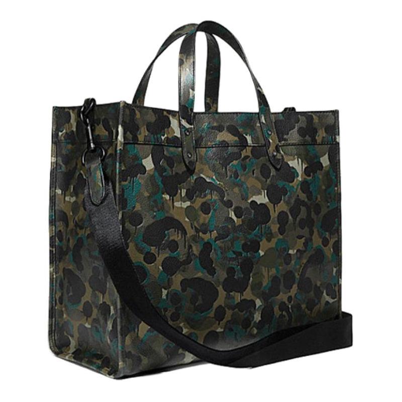 Coach FieldTote 40 Camouflage-Print genarbt große Kapazität Leder-Tragetasche Computertasche Große Größe Herren Camouflage-Farbe