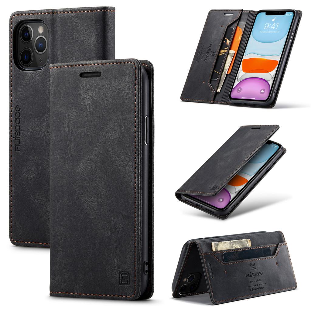 iPhone 11 Pro Max Vintage Leather Flip Wallet Case with RFID Blocking Card Slot, Matte Retro Folio Cover for Women Men (4 Colors)