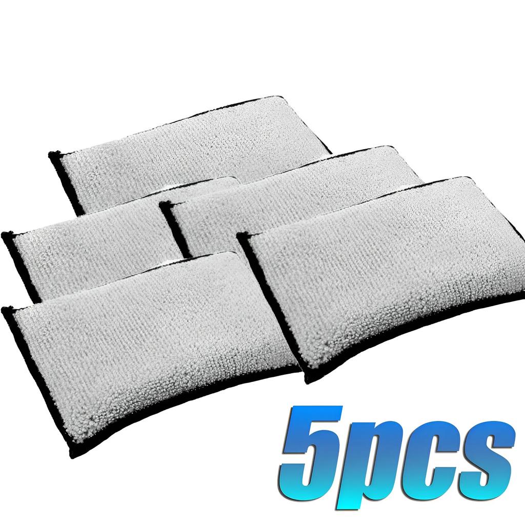 5Pcs Microfiber Car Cleaning Pad Double Side Leather Scrubbing Sponge Soft Car Detailing Wash Sponge Car Interior Cleaning Tools