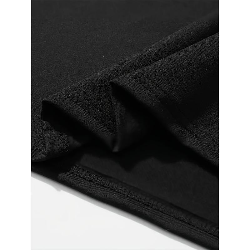 European Sizes Plus Size Men's Letter Printed T-Shirt - Soft Crew Neck, Comfortable Fit, Slightly Elastic Knitted Fabric