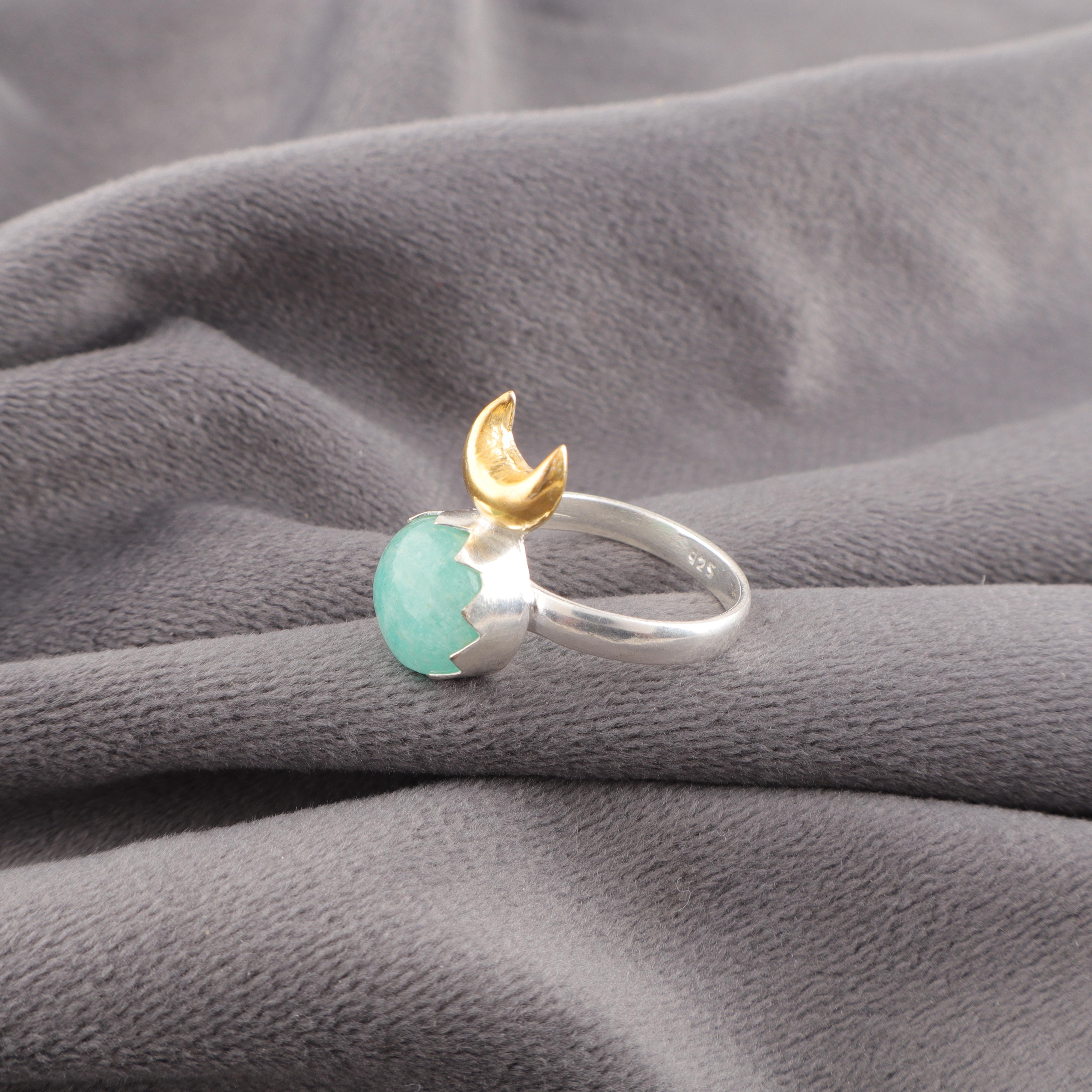 

Amazonite Gemstone Jewelry, 925 Solid Sterling Silver Ring. Handmade Silver Ring, Meditation Jewelry For Gift 12 синий