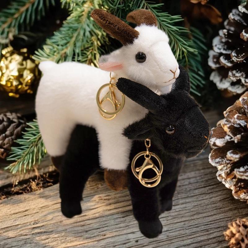 Mini Goat Stuffed Animal Keychain Soft Plush Lifelike Bag Decoration