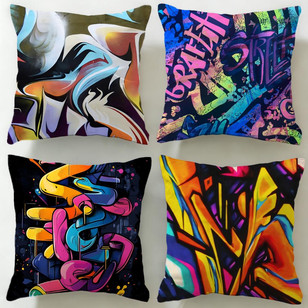 Federa Cuscino con Texture Graffiti da Strada Morbida e Facile da Lavare – Versatile Per Divano, Letto, Viaggio E Ufficio