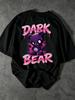Unisex T-shirt Men's Cyber Dark Ripped Bear Graffiti Print Crew Neck Short Sleeve T-Shirt, Street Style High Street