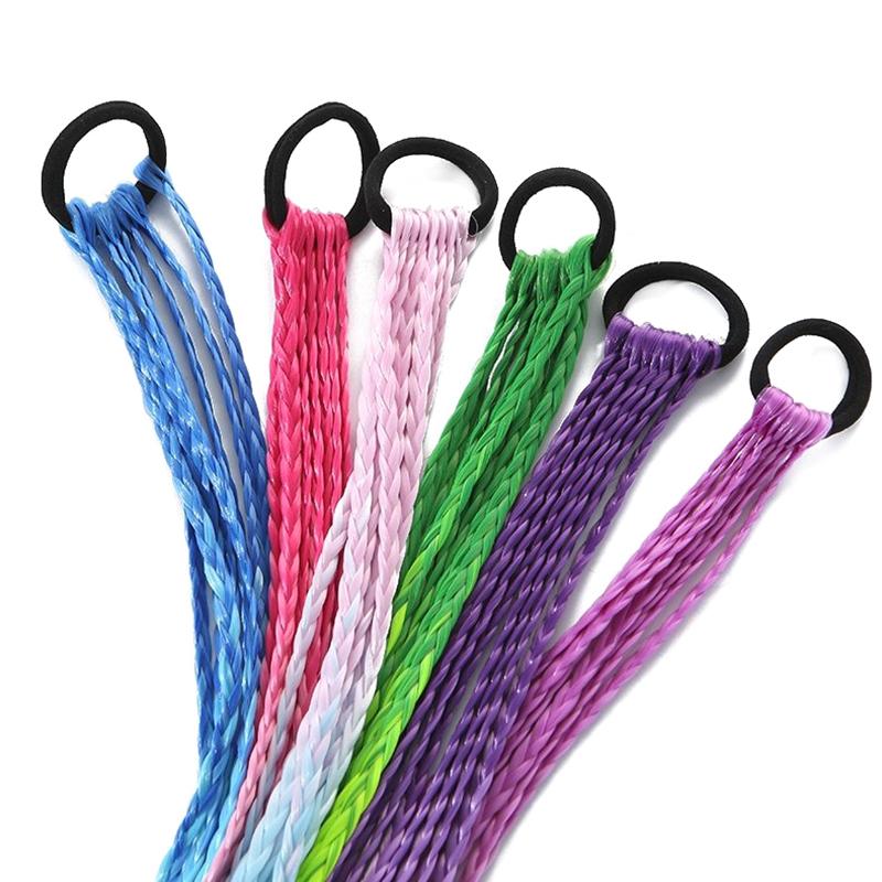  Girls Colorful Wigs Ponytail Headbands Rubber Bands Beauty Headwear Head Band Kids Hair Accessories Hair Ornament