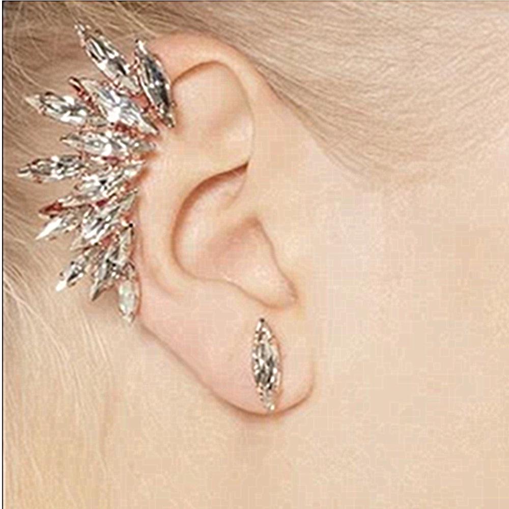 

Korean Crystal Angel & Eagle Wings Butterfly Crescent Pearl Ear Cuff