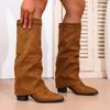 New large size pointed European and American high pants boots pleated thick heel sleeve high heel fashion boots
