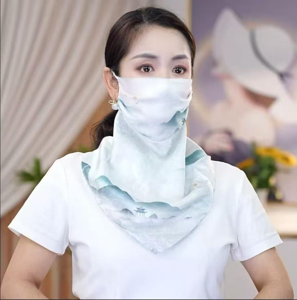 Oddychający szalik na szyję na zewnątrz trójkątna maska na twarz cienka wersja pyłoszczelna popularny styl styl kasku motocyklowego zasłona na twarz