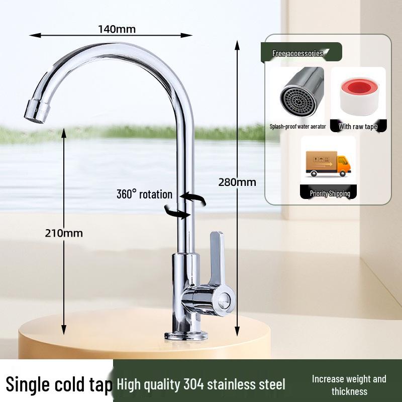 Stainless Steel Anti-Splash Hot & Cold Kitchen Faucet for Vegetable Sink & Washbasin
