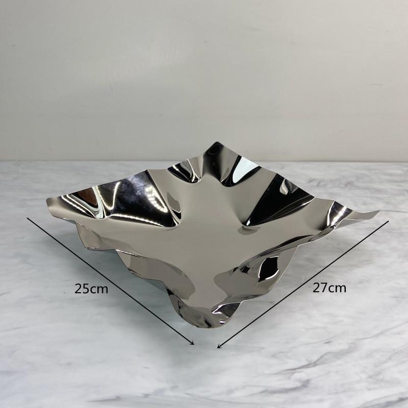 

Folding Art Stainless Steel Storage Tray, Metal Irregular Square Fruit Tray, Scandinavian Style Dining Table Decoration