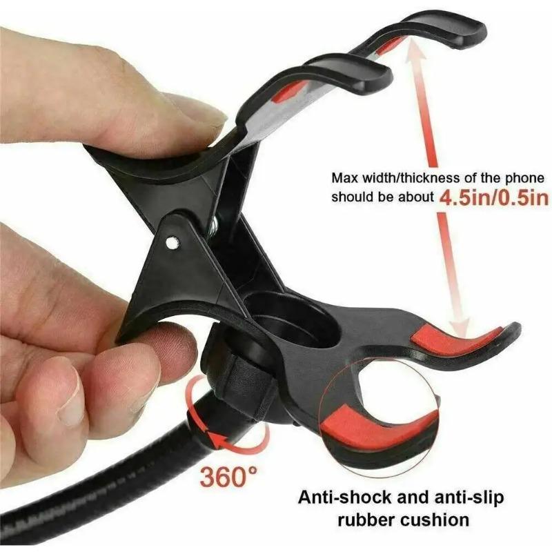 1pc Flexible Gooseneck Phone Stand, 360° Rotatable with Strong Clip, 64cm for Bed Desk Kitchen Office Hands-Free Viewing