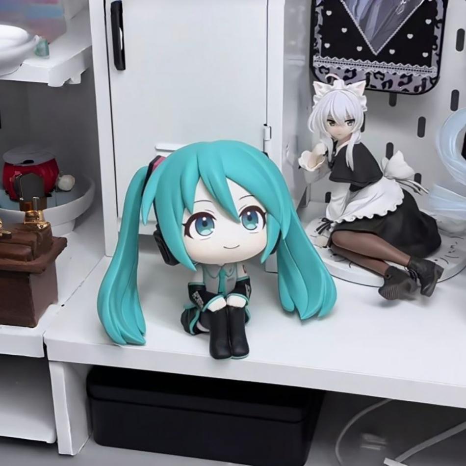 Atsune Miku Look Up Anime Action Figure 10Cm Pvc Kawaii Chibi Sitting Desktop Decor Collectible Model Home Ornament Gift Toys