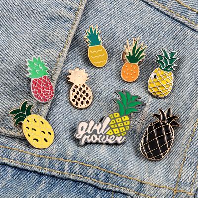 Fashion Fruits Brooches Enamel Pins Cartoon Cute Small Pineapple Badge Custom Bag Lapel Denim Pin Jewelry Gifts for Kids Friends