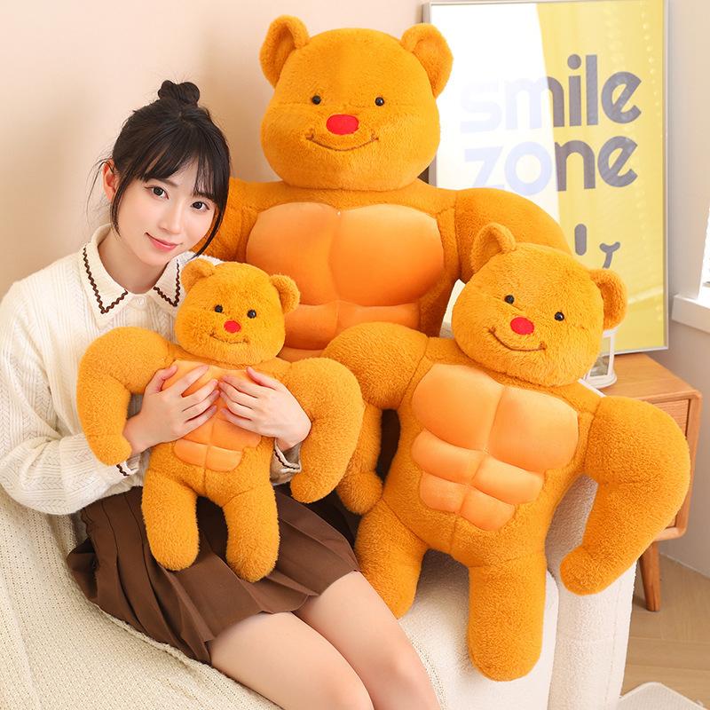 Creative Muscle Bear Doll Plush Toy Funny Fitness Muscle Hug Bear Girl Muppet Doll