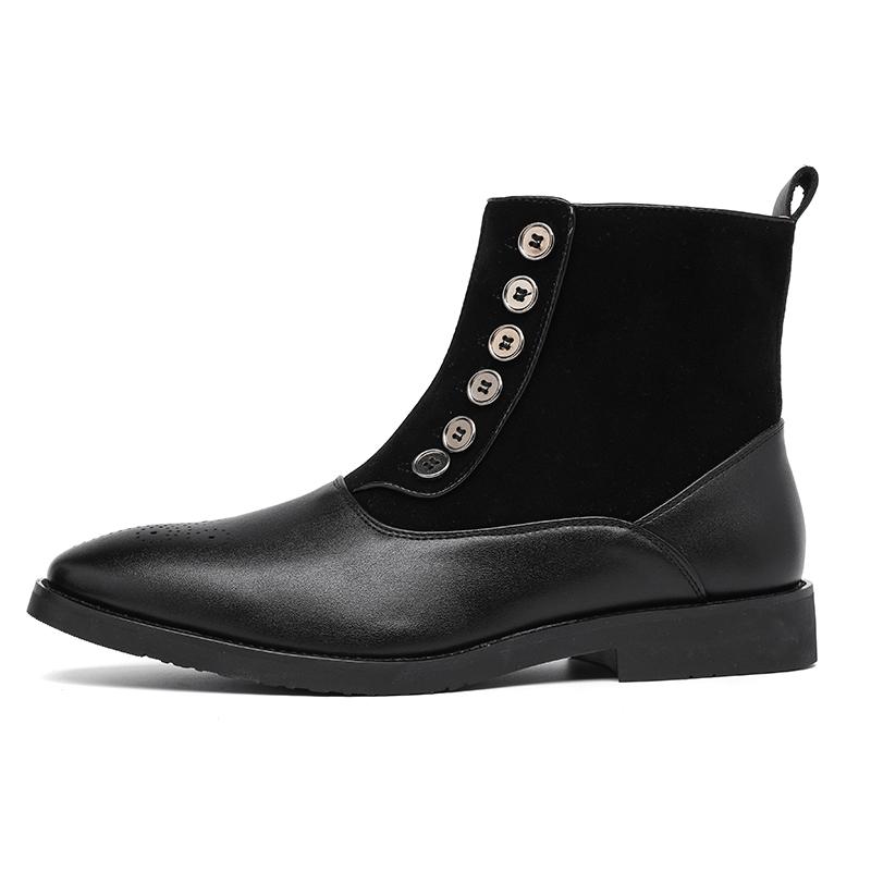 

New Men Chelsea Boots Original Side Zipper Buckle Design Retro Gentleman Shoes Business Casual Comfortable Leather Ankle Boots 38 чёрный