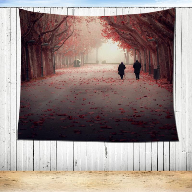 Романтический осенний пейзаж лес лиственный домашний гобелен спальня гостиная — фото 3