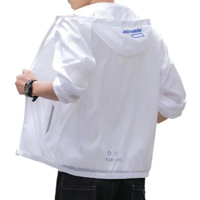 Sunscreen Clothing Men's Summer Thin Breathable UV Protection Hooded Fishing Sunscreen Clothing Casual Ice Silk Couple Jacket