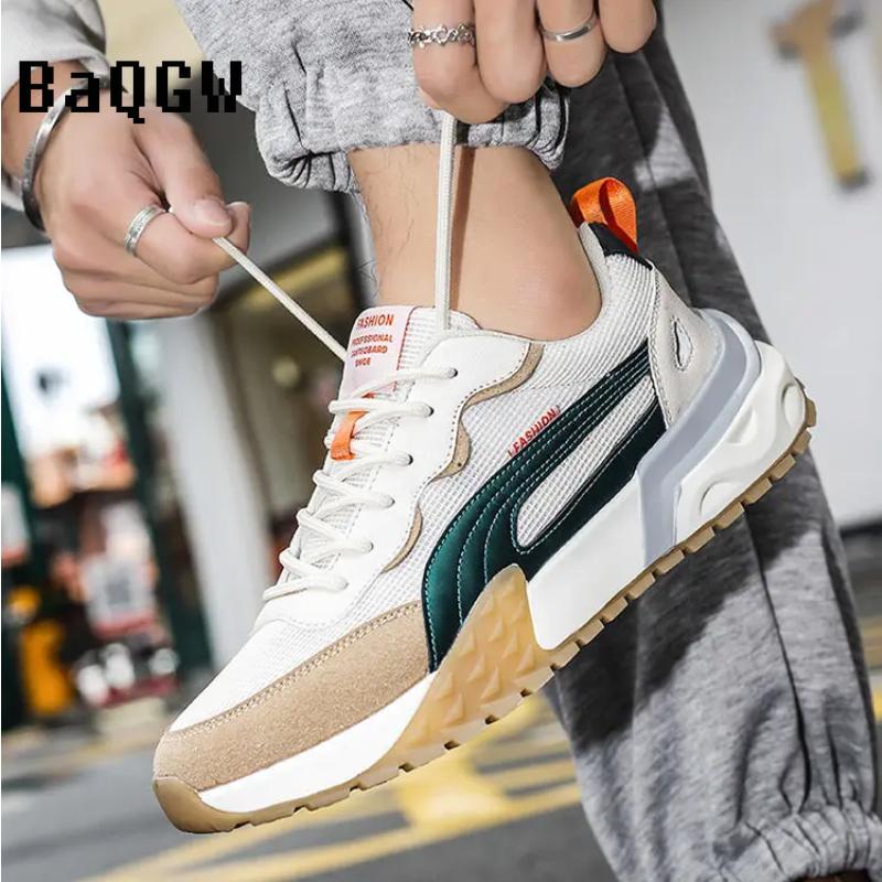 Men's Casual Sneakers Designer Mesh Vamp Breathable Fashion Sport Running Shoes Outdoor Patchwork Comfortable Lace-up Luxury