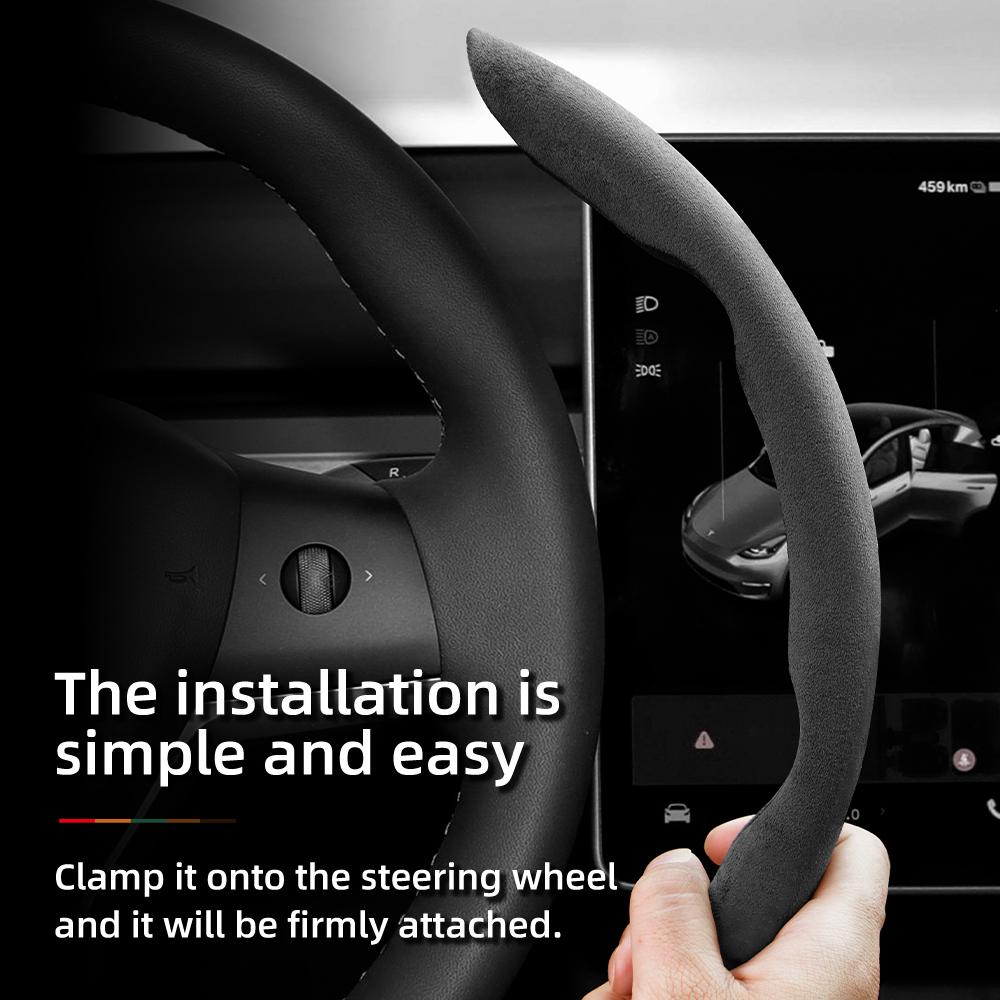 Suitable for Tesla Anti-Slip Buckle Segmented Suede Steering Wheel Cover Suitable for Model 3 Highland 2024 Y X S Juniper Cybertruck Accessories