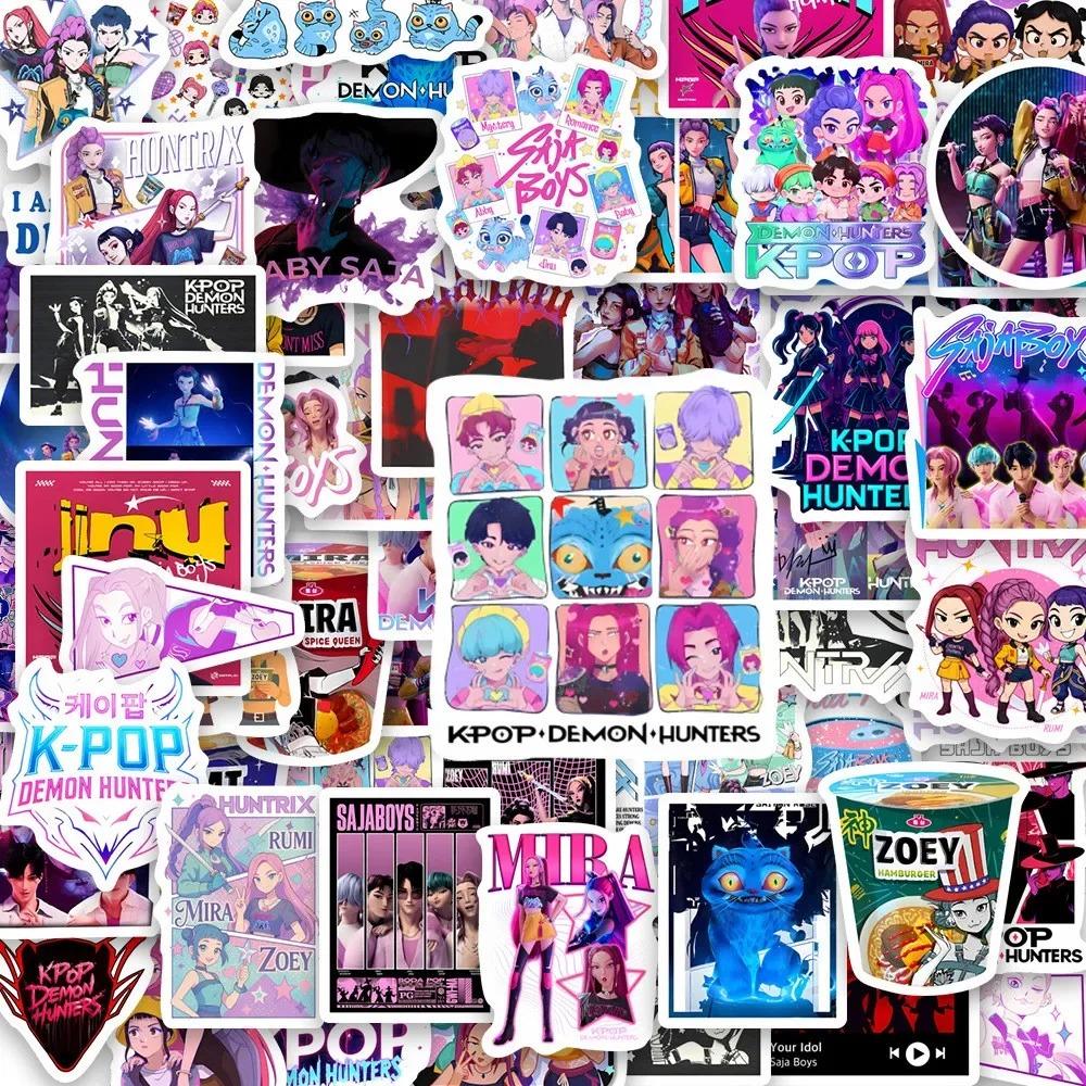 60Piece K-PoP Witch Hunter Group Cartoon Waterproof Decals - Self-Adhesive Decor Stickers for Phones, Notebooks & Water Bottles