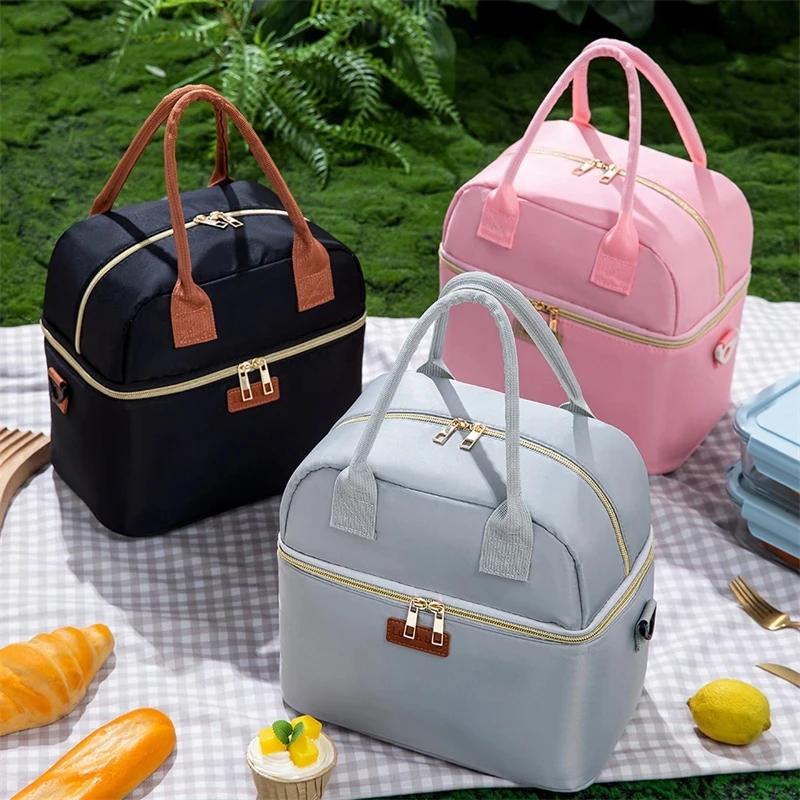 Outdoor Portable Insulated Lunch Bags Thermal Cooler Tote Leakproof Handheld Work Lunch Box Waterproof Pouch Organizer Bag