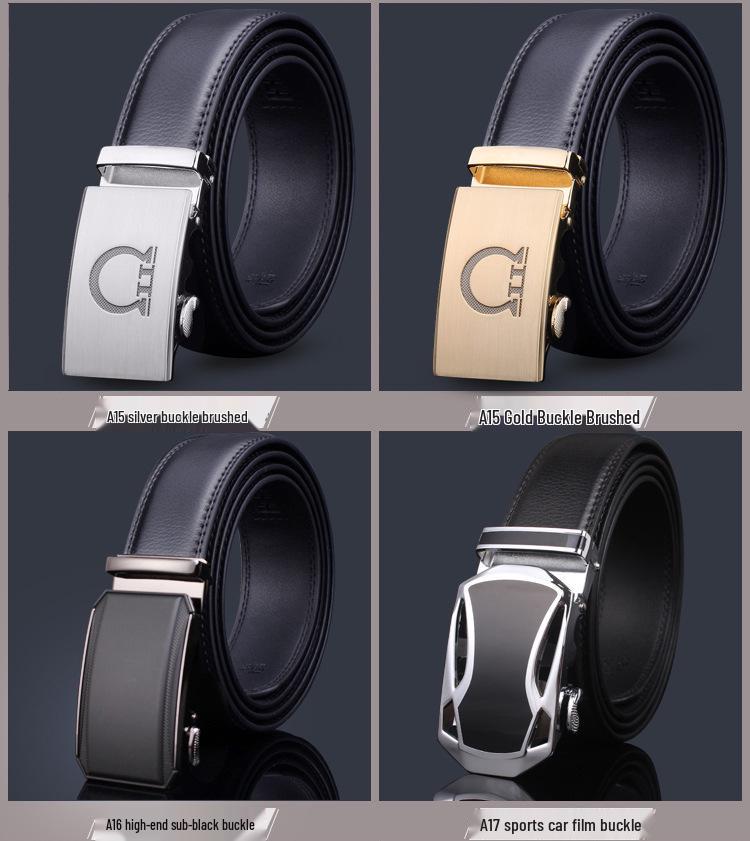 Men's High-End Genuine Leather Automatic Buckle Belt