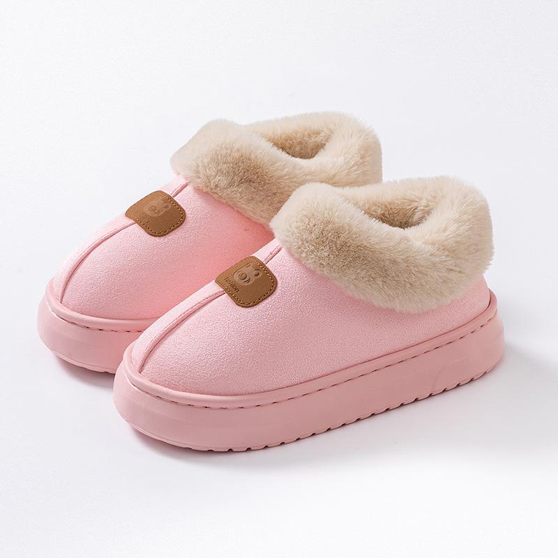 thick-soled bag and cotton slippers, plush cotton shoes for home use in autumn and winter, and couple warm snow boots when going out.